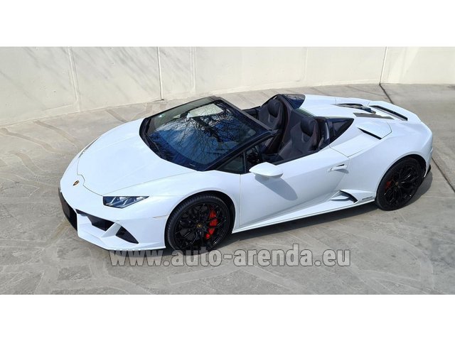 Rental Lamborghini Huracan EVO Spyder White in Ibiza