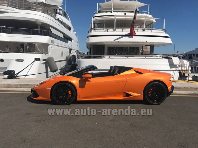 Rent the Lamborghini Huracan Spyder Cabrio car in Madrid